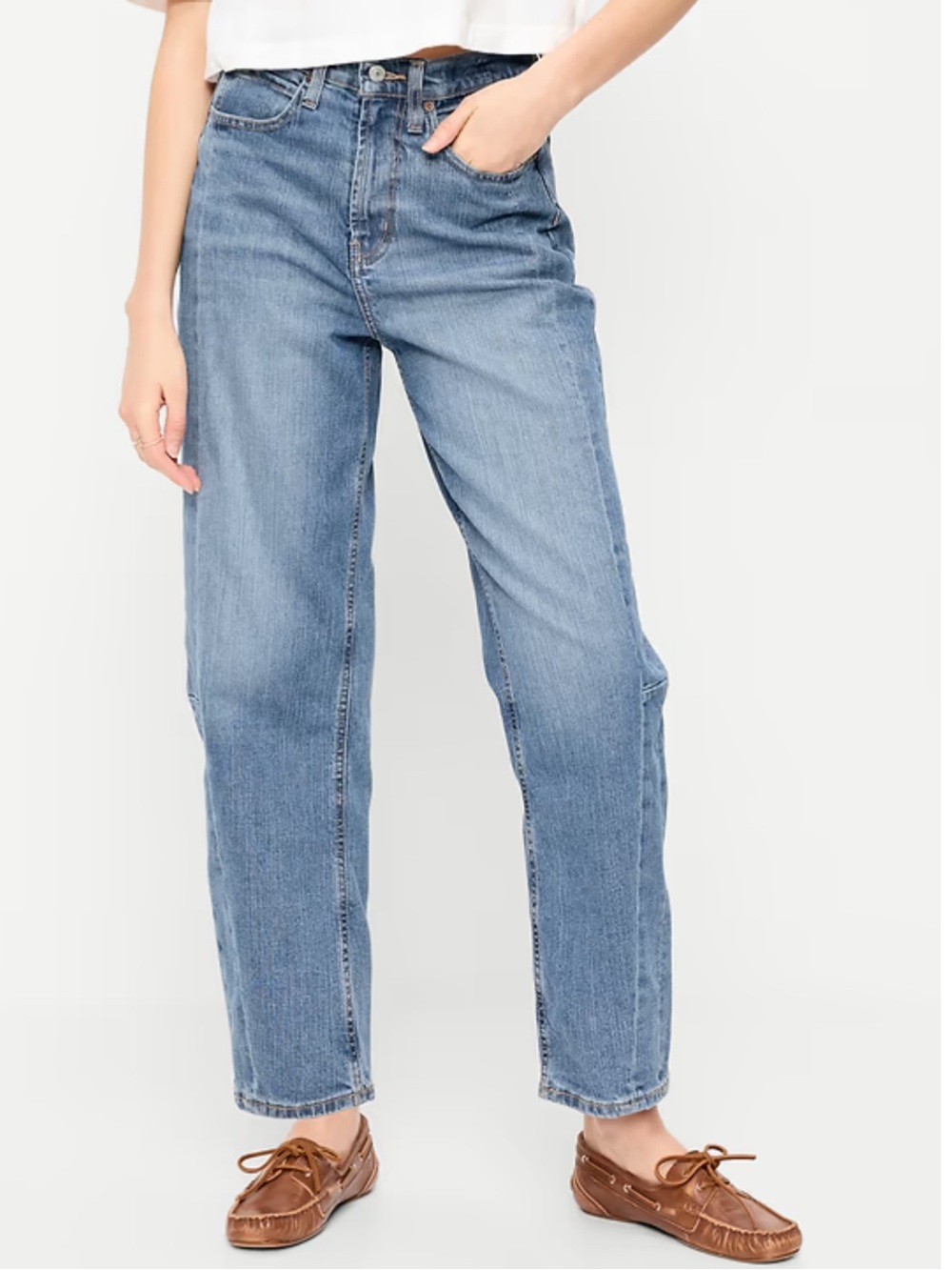 Size 14 Petite Old Navy Women's High-Waisted Barrel Ankle Jeans (Used)